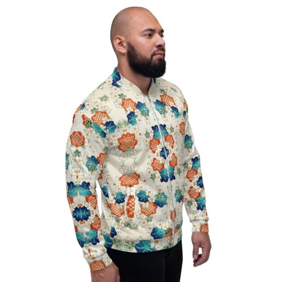 Floral Pattern Vintage Japanese Art Bomber Jackets. - Picture 2 of 10